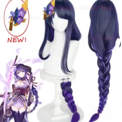 Spil Anime Genshin Impact Raiden Shogun Cosplay Paryk Forudstylet 110cm Lang Varmebestandig Syntetisk Lilla Blandet Farve Baal Parykker shogun paryk,CJY shogun wig en-US | Fyndiq