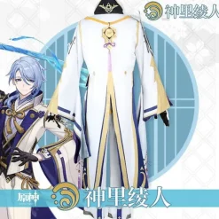 Spil Genshin Impact Kamisato Ayato Cosplay Kostume Cosplay Ayato Fuld Sæt Outfits Paryk Halloween Cosplay Anime XL Wig onesize