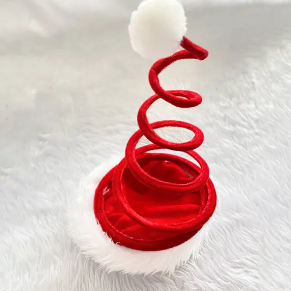Spiral Santa Hat til Julen - Julemand Hat - Sjov Julefest Hovedbeklædning