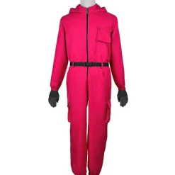 Squid Game Kostume / Maskeraddrækt - Cosplay Dragt Rød M Red