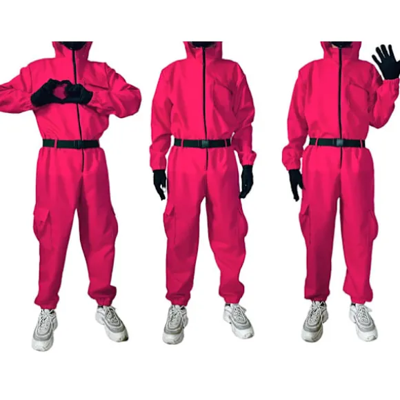 Squid Game Kostume / Maskeraddrækt - Cosplay Dragt Rød M Red