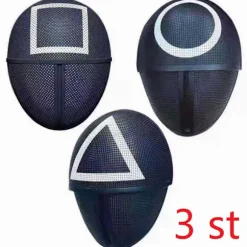 Squid Game Masker Mix | Trekant+Rund+Firkant 3stk-Julegave Round+Triangle+Square