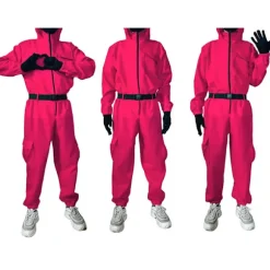 Squid Game Masquerade Costume - Cosplay Suit Red xs