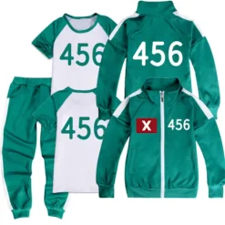 Squid Game, træningstøj, komplet sæt med nummer 456 456-XS7- 456 140