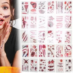 Sår Tatoveringer Midlertidig Halloween Dekoration Cosplay Fest Makeup 30 Ark