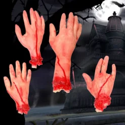 st Halloween afskårne hænder og fødder sæt uhyggelige blodige brækkede kropsdele Halloween rekvisitter dekorationer, CJY