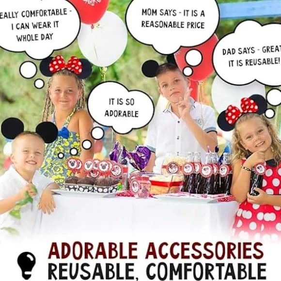 Sæt med 4 Mickey Mouse-ørehårbånd Minnie Mouse-ørehårbånd Dame Piger-FX-