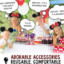 Sæt med 4 Mickey Mouse-ørehårbånd Minnie Mouse-ørehårbånd Dame Piger-FF-