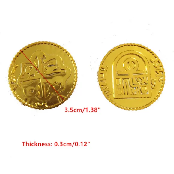 Sæt med 100 piratguldmønter i plastik til festdekoration og børnelegetøj Bronze