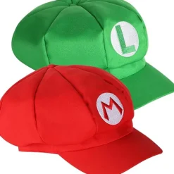 Sæt med 2 Super Mario-hatte - Mario og Luigi-kasketter Røde og grønne videospilkarakterer Retro spiltemahatte