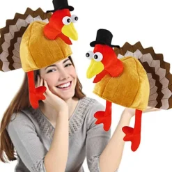 Sæt med 2 Thanksgiving Party Tyrkiet Hatte Kostume Unisex Hat med