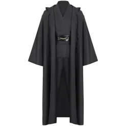 Star Wars Kenobi Jedi Robe - Premium Sort Cosplay Kostume til Lyssværdsdueller Black XL