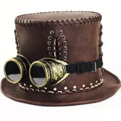 Steampunk hat med beskyttelsesbriller Viktoriansk dame cylinderhat