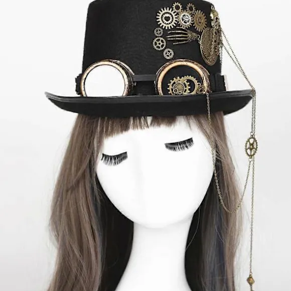 Steampunk Hat med Cosplay Party Beskyttelsesbriller til Udklædning