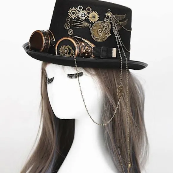 Steampunk Hat med Cosplay Party Beskyttelsesbriller til Udklædning