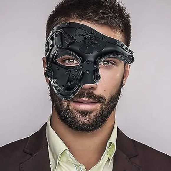 Steampunk Metal Cyborg Venetiansk Maske, Maskerade Maske Til Halloween Kostumefest/Operaens Fantom/Mardi Gras Bal