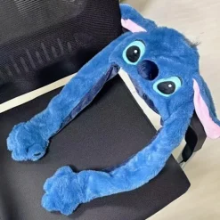 Stitch Tegneserie Plys Hat med Bevægelige Ører - Bløde Øreklapper Vinterhat Blå Pink til Kvinder Pakkbar Håndvask Dark Blue