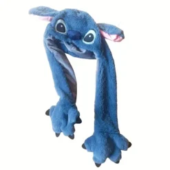Stitch Tegneserie Plys Hat med Bevægelige Ører - Bløde Øreklapper Vinterhat Blå Pink til Kvinder Pakkbar Håndvask Dark Blue