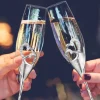 stk Krystal Champagneglas Guld Metal Stand Vinglas Fest, Valentinsdagsgave 200ml