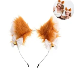 2-stk Voksen Katteører Pandebånd Plys Pandebånd Cosplay - Orange