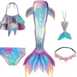 stk./sæt Piger Havfruehale Badedragt Børn Havfrue Ariel Cosplay Kostume Fantasy Strand Bikini Sæt 1 Sæt 1 Set 1 150