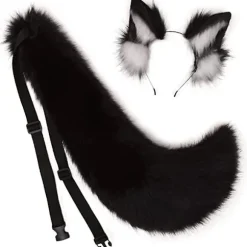 Stor Dyrehale Ræv Kat Hund Ulv Hale og Ører Pandebånd Cosplay Kostume Tilbehør