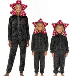 Stranger Things Kødædende Plante Onesie Vinter Par Familie Loungewear Rollespil Søde Flanell Pyjamas black-FM- black 150cm