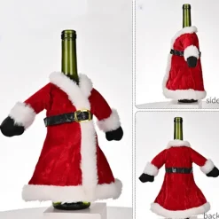 Strikkede Vinflaske Sweaters, Festlige Bordpynt, Velegnet til Jul, Halloween, Fødselsdagsfester, Familiesammenkomster, Lavet med Glat og