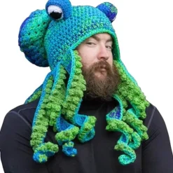 Strikkede vinterhatte, Pot Belly Octopus Squid hatte, hatte - Nyhedshatte, Octopus hovedhatte, dyrehatte - Octopus kostumehatte