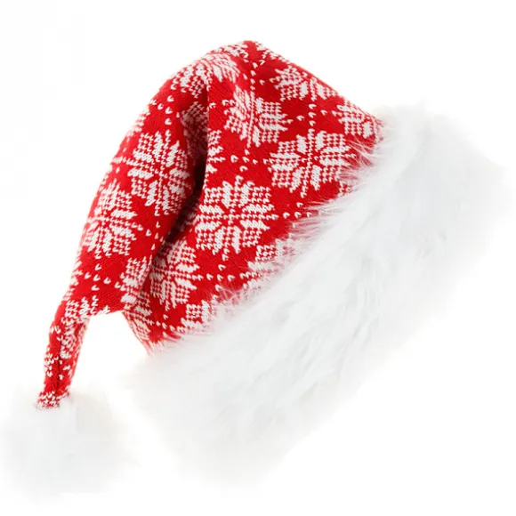 Strikket nissehue, julehue til voksne, unisex hvid komfort plus