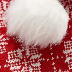 Strikket nissehue, julehue til voksne, unisex hvid komfort plus