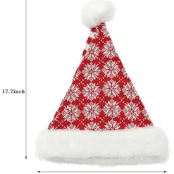 Strikket nissehue, julehue til voksne, unisex hvid komfort plus