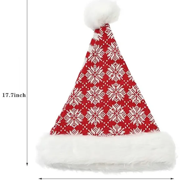 Strikket nissehue, julehue til voksne, unisex hvid komfort plus