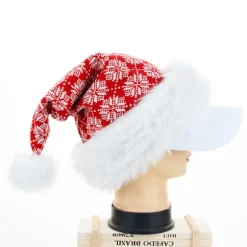 Strikket nissehue, julehue til voksne, unisex hvid komfort plus
