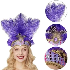 Strudsefjer Hovedbeklædning Halloween Hovedbeklædning Fascinator Dekorativ Hårbøjle Unik Kompatibel med Kvinder Fest Kostume gul grøn lilla Pink