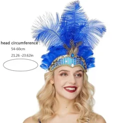 Strudsefjer Hovedbeklædning Halloween Hovedbeklædning Fascinator Dekorativ Hårbøjle Unik Kompatibel med Kvinder Fest Kostume gul grøn lilla Pink