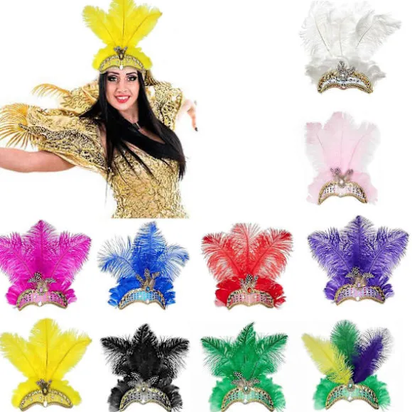 Strudsefjer Hovedbeklædning Halloween Hovedbeklædning Fascinator Dekorativ Hårbøjle Unik Kompatibel med Kvinder Fest Kostume gul grøn lilla Pink