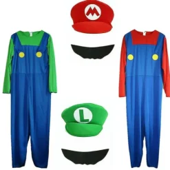 Super ario Bros. Maskerade Kostume til Voksne Mænd Cosplay Kostume Rød M Rød Red M