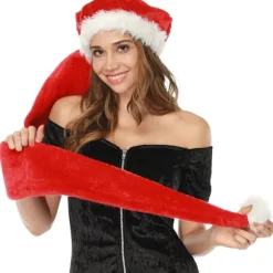 Super Lang Julemandshat, Nyhed Julehat, Julepynt til Børn og Voksne, 30 × 155 cm (1 STK)