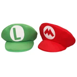 Super Mario Bros. Luigi Cartoon Cosplay Hat Klassisk Legetøj Anime Figur Halloween Sjovt Tøj Unisex Børn Voksen Hat Rød og Grøn