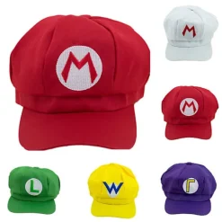 Super Mario Bros Luigi Wario Waluigi Hat Kasket Maskerade Anime Cosplay Kostume Party Voksen Kreative Gaver Rød Red color