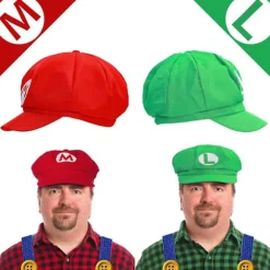 Super Mario Bros Mario Og Luigi Hatte, Kasketter, Overskæg, Handsker, Knapper Cosplay Kostume