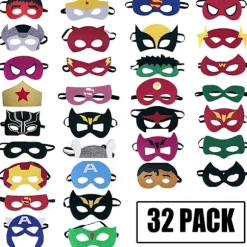 Superhelte Masker Festartikler - 32 Pak Filt og Elastiske Masker til Børn{hw}