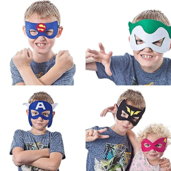 Superhelte masker festartikler til børn (32 pakker) filt og elastik - superhelte fødselsdagsfest masker med 32 forskellige typer perfekt