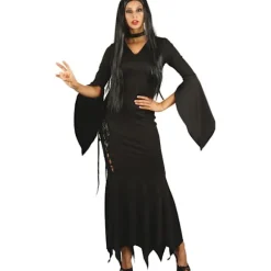 Svart Lång Klänning Maskeraddräkt Halloween Black one size
