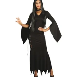 Svart Lång Klänning Maskeraddräkt Halloween Black one size