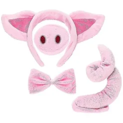 Svin Kostume Sæt Svineører Næse Hale Og Sløjfe Rosa Svin Kostume Sæt Tilbehør