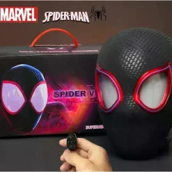 SWMarvel Mascara Miles Spiderman Hovedbeklædning Cosplay Bevægelige Øjne Elektronisk Maske Spiderman 1:1 Fjernbetjening Legetøj Til Voksne{azc} Electric version B | Fyndiq