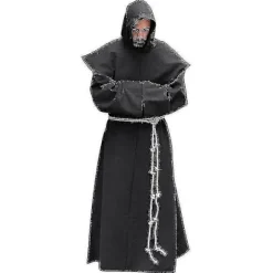S-5xl Renæssance Munk Præst Habit Skapular Broder Kostume Religiøs Helgen Kjole Kåbe Mænd Præst Hætte Kappe Halloween Outfit TA Black M