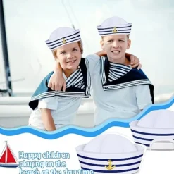 Syhood Sømandshue Hvid Sømandskaptajnshue til Mænd Kvinder Børn Voksne Halloween Cosplay Kostume Tilbehør